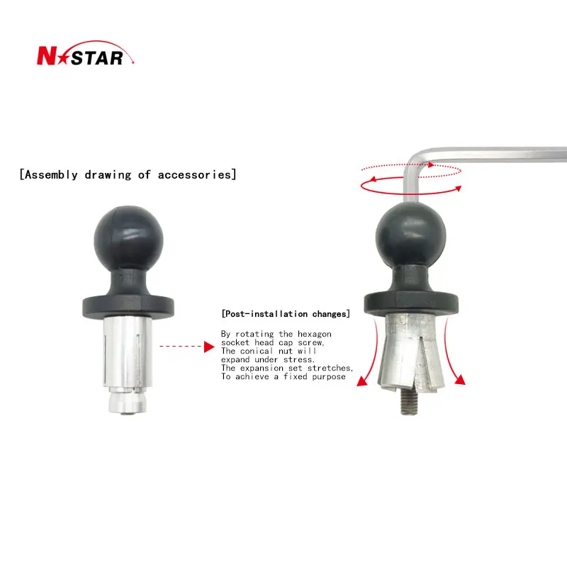 1 Inch 25mm Tough-Ball Adapter M6 Aluminum 6mm Expansion Bolt Base Motorcycle Phone Holder Ball Mount Mobile Accessories for Ram