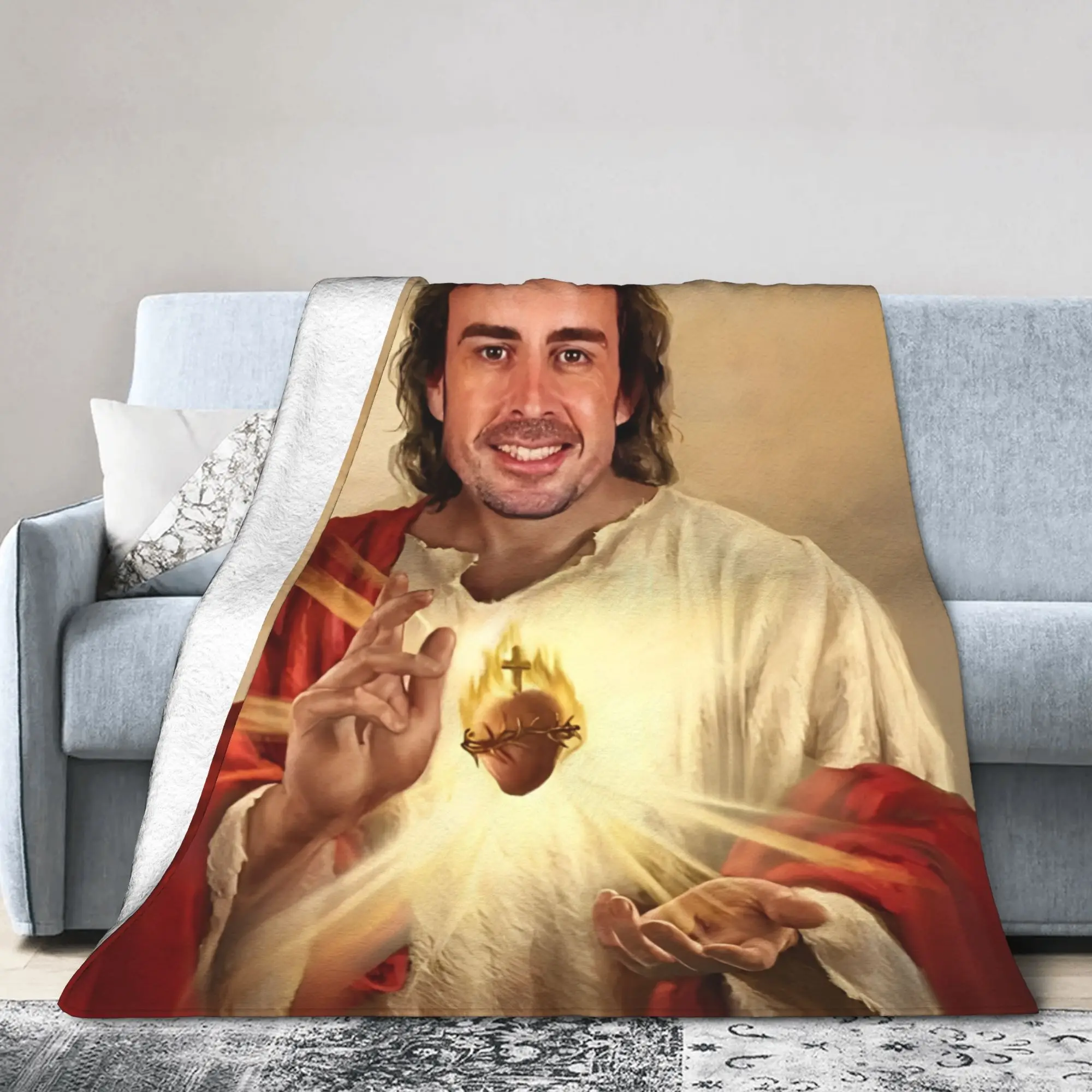 Fernando Alonso Saint  Blankets Fleece Spring/Autumn  Breathable Warm Throw Blanket for Bed Couch Bedspreads