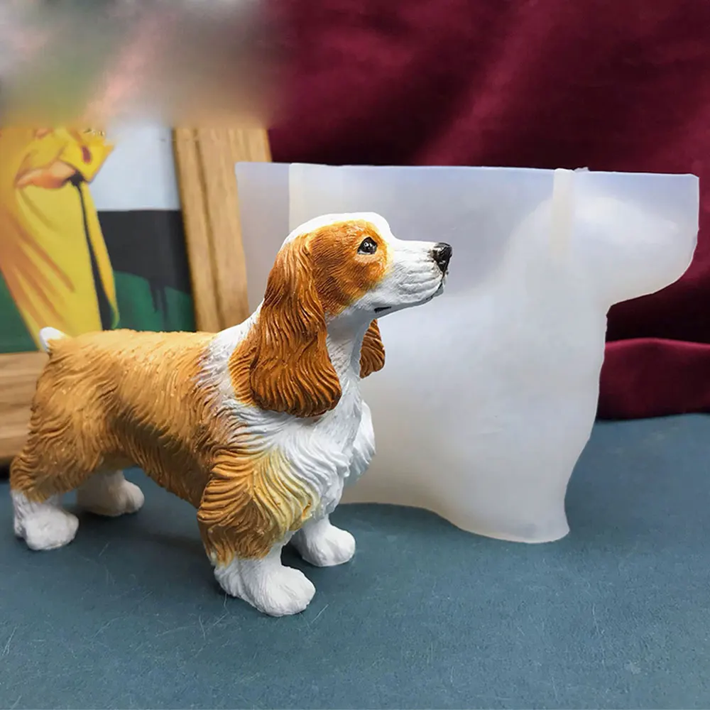 Śliczna forma gipsowa Cocker Spaniel Pet Dog Souvenir Plaster Ornament Żywica epoksydowa Forma dla zwierząt Cocker Spaniel