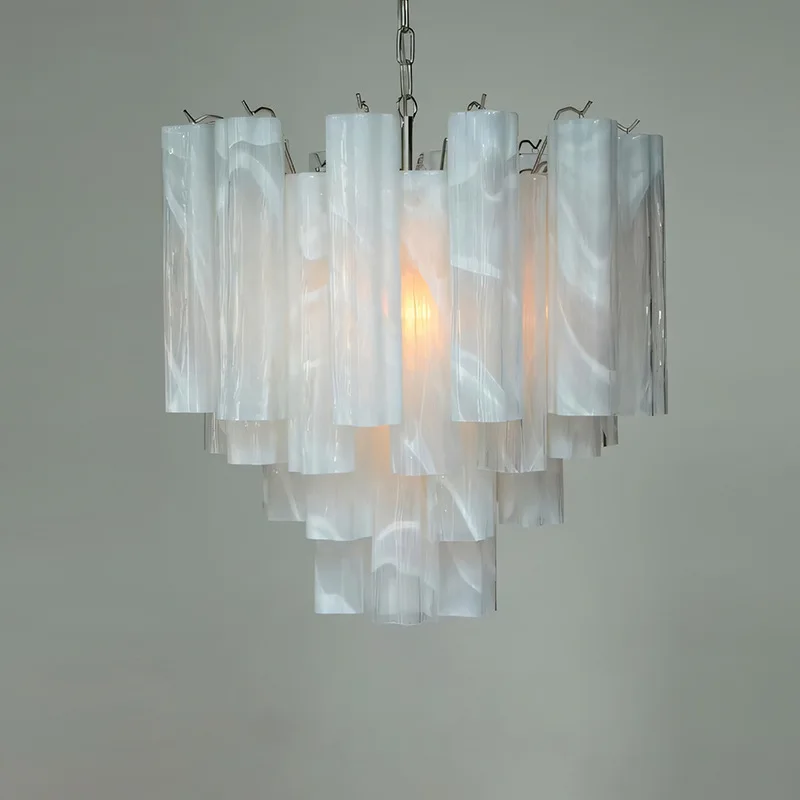 

French light luxury Nordic medieval living room Murano glass restaurant Vintage villa lamps Glass chandelier