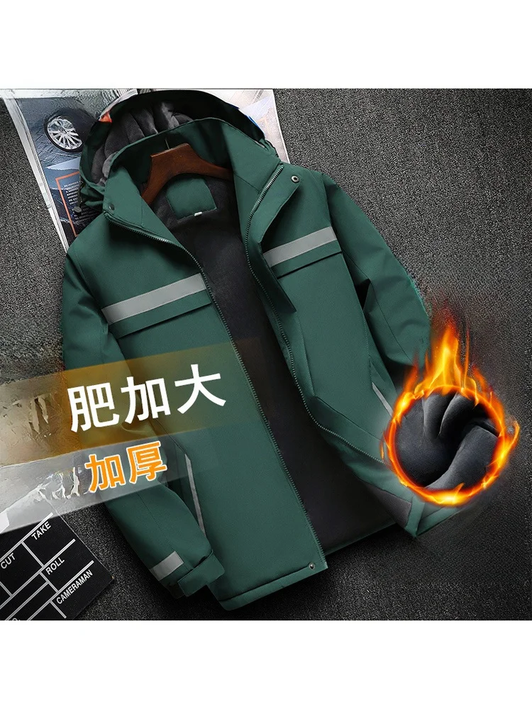 

Men's Winter Thiened Fce Lined Cotton Jaet Workwear Warm Windproof Coat Stand Fit Long Sve Hooded Regular Length
