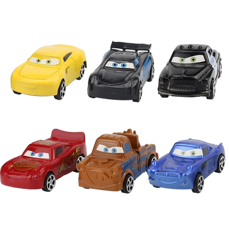 6pcs Disney PixarCar McQueen Anime Figure Kawaii Car Model Action Figure Children toys Kawaii Cake Decor Birthday Christmas Gift