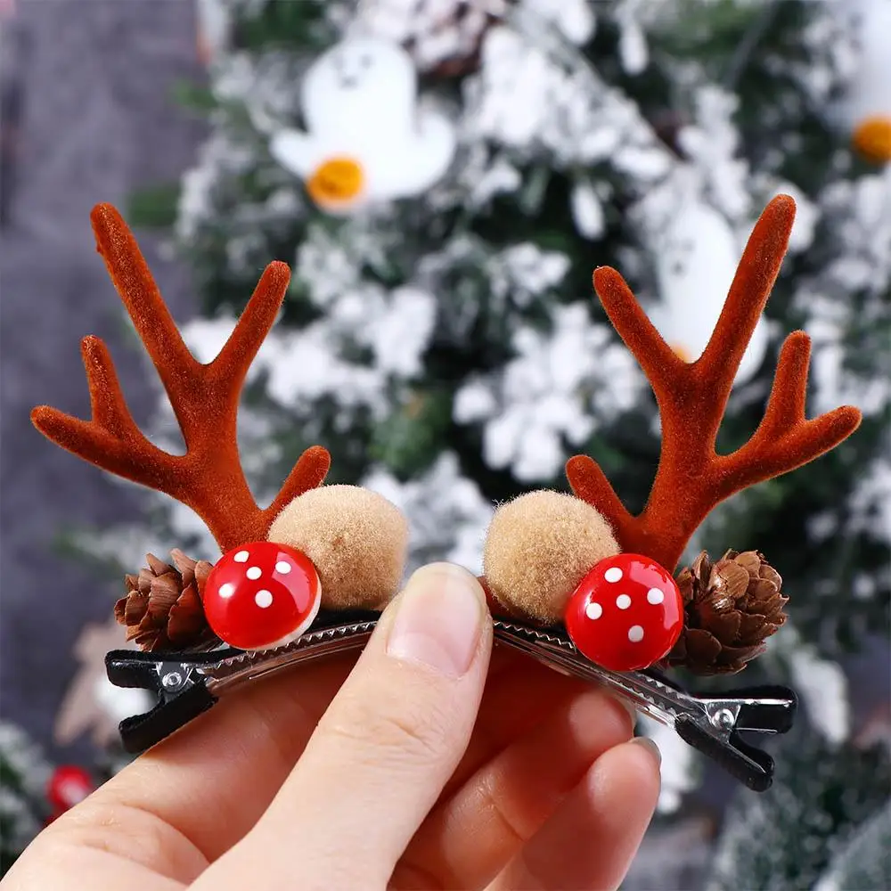 Xmas Ornaments Elk Ear Girl Kids Gifts Children Pine Cone Hairpins Antler Hairpin Merry Christmas Decor Hair Accessories