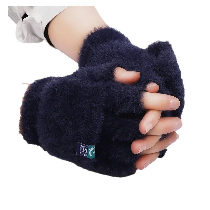 Guantes de felpa que te mantienen el calor en invierno, suaves y cálidos con guantes de dedos gruesos, modernos y versátiles