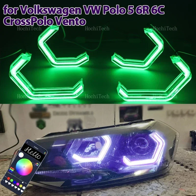 

RGB multi colors M4 style Light Rings APP control DRL LED Angel Eyes Kit For Volkswagen VW Polo 5 6R 6C CrossPolo Vento Gol
