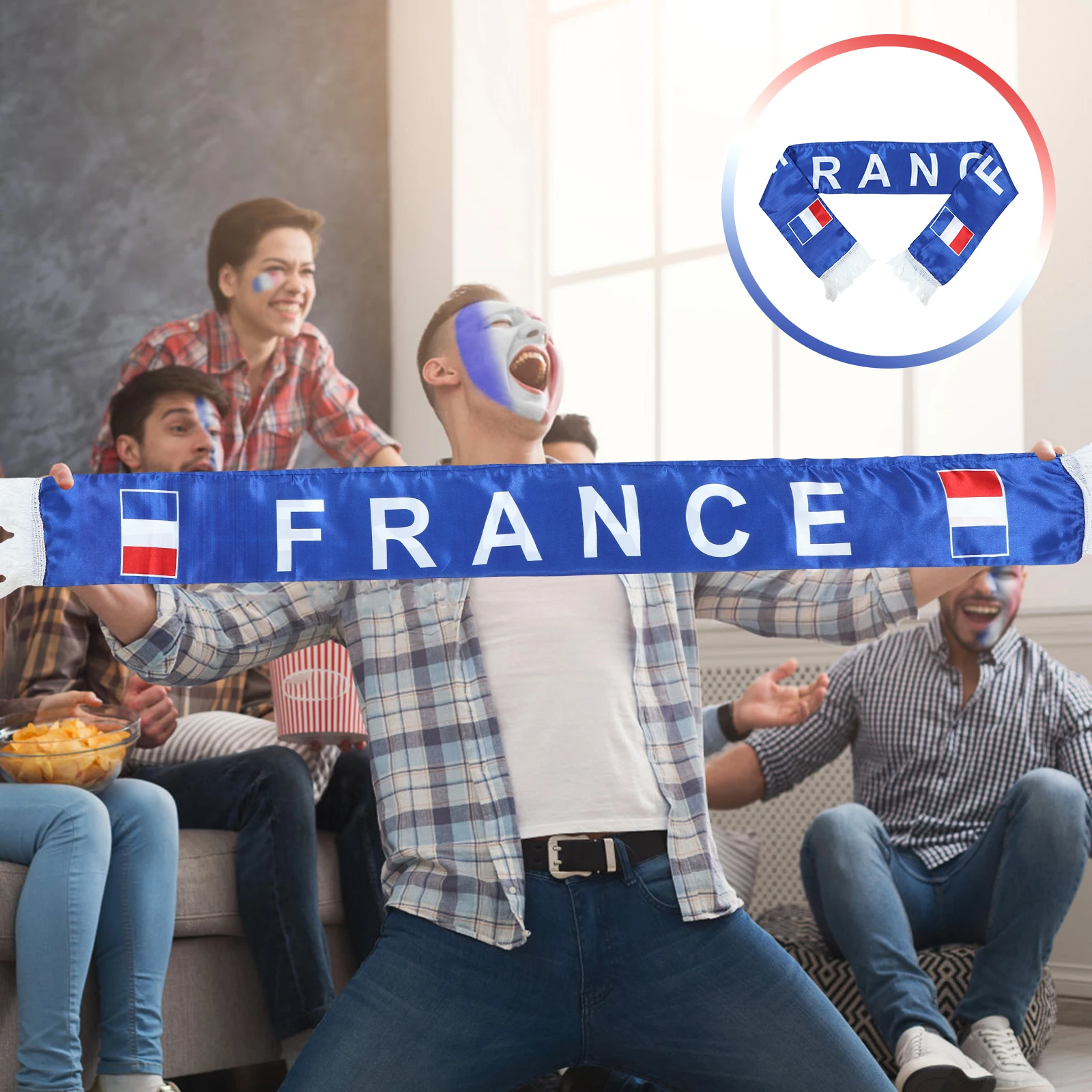 

2 Pcs Fans Scarf National Soccer Gift Football Scarfs Knit Satin Sports for