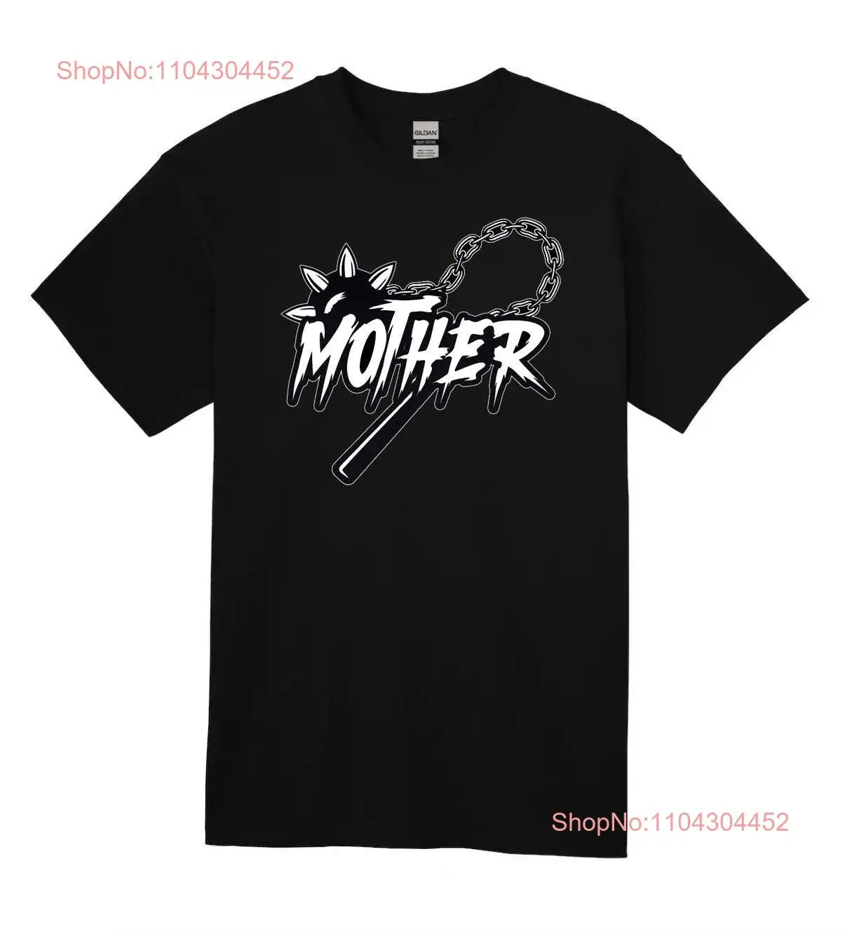 Weird Mother Morningstar flail on black unisex T Shirt hand printed by Nicole long or short sleeves