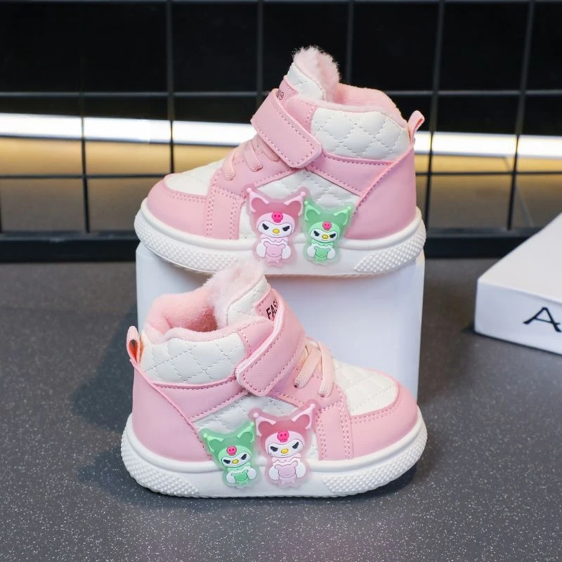 

Kuromi Anime Kawaii Sanrio Ins Fashion Soft Shoes Cute Cartoon Children Snow Boots Warm Baby Cotton Shoes Gifts for Kids