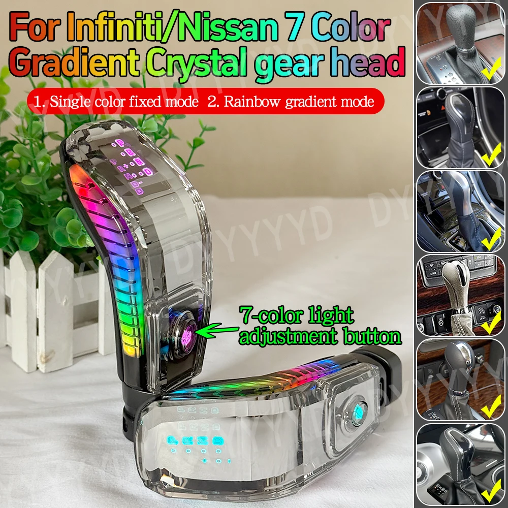 LED Crystal shift knob, for Infiniti Nissa luminous gear head, seven color luminous,charging use, crystal shift handball, car mo