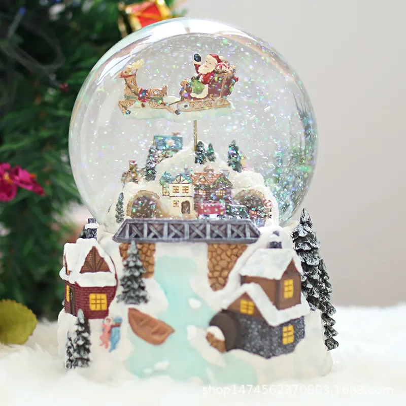 Christmas Crystal Ball Snowflake Old Man Elk Train Carriage Music Box Music Box Christmas Eve Event Gifts