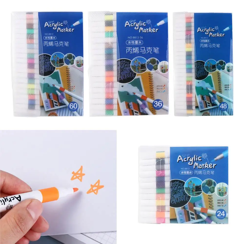 Non-toxic 12/24/36/48/60 Colors Marker Pens Graffiti DIY Crafts Acrylic Paint Marker Set Drawing Colorful Painting Pen