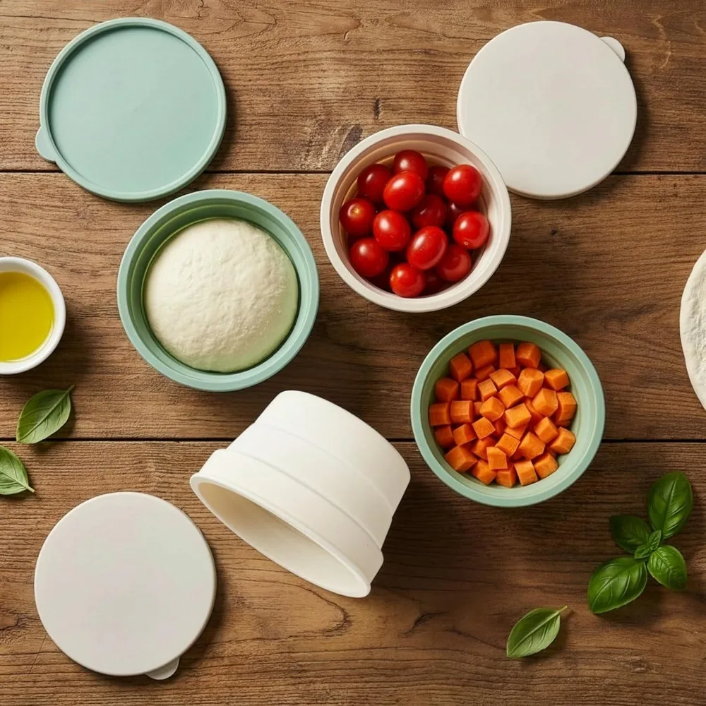 Collapsible Silicone Pizza Dough Proofing Box Non-Stick Round Dough Fermentation Box with Airtight Lid Pizza Dough Rising Box