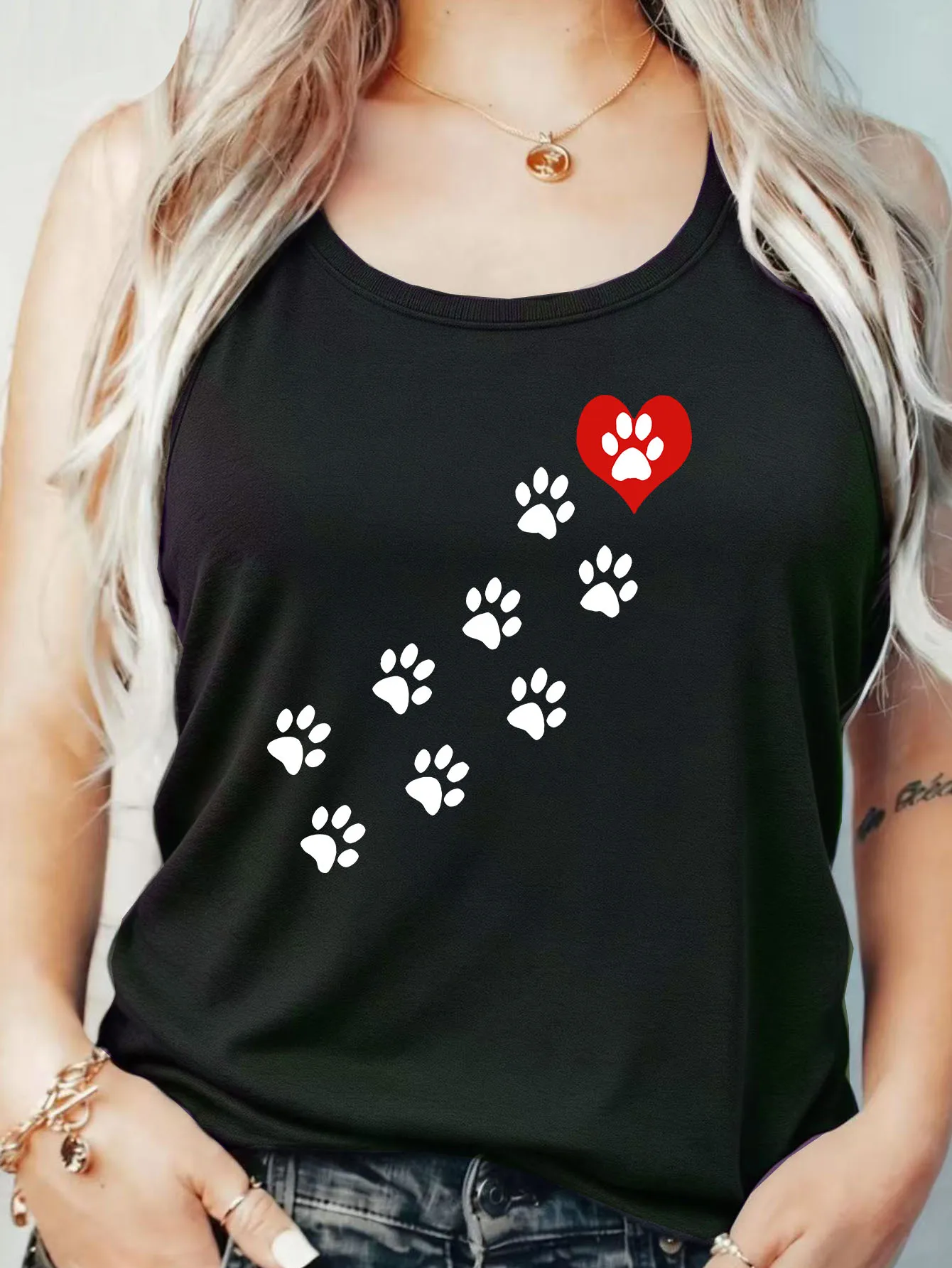 

Loose Fit Printed Pocket T-Shirt for Women with Ribbed Collar round Neck 1-8XL plus Size Comfortable Casual Vest