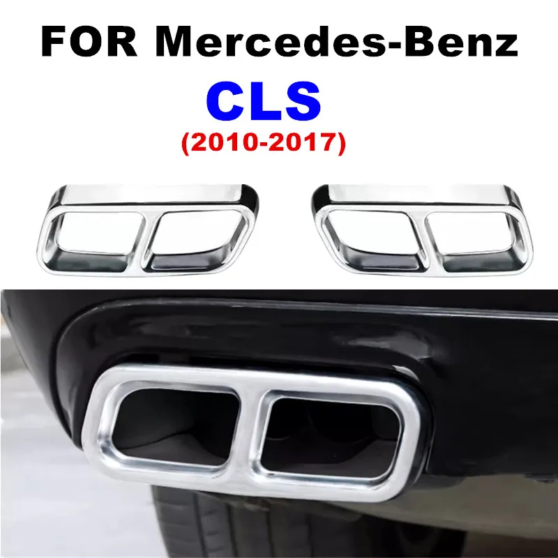 

2pcs Car 4 Outlet Tailpipe Exhaust Decorative Cover Sticker For Mercedes-Benz CLS Series 2012 2013 2014 2015 2016 2017 W218