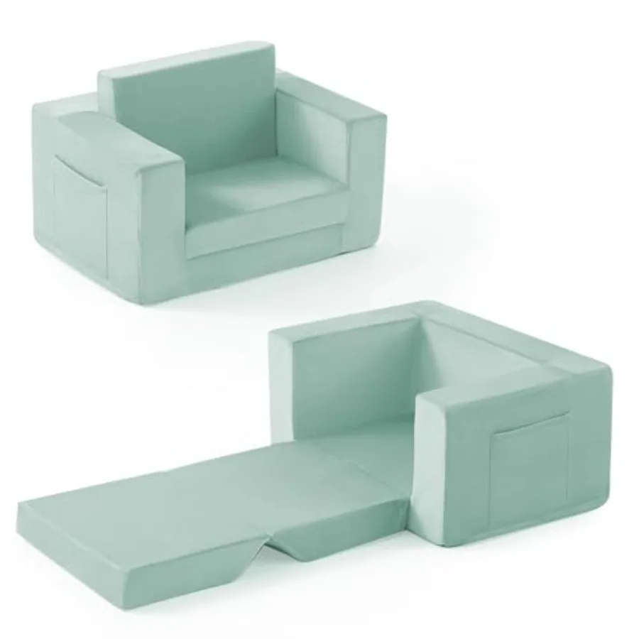 

Couch, 2-in-1 Toddler Chir Comfy 1-3 Yers, Convertible Chir, Toddler Couch Tht Fold Out, Kid Lounge Chirs for Boys nd Girls Gif