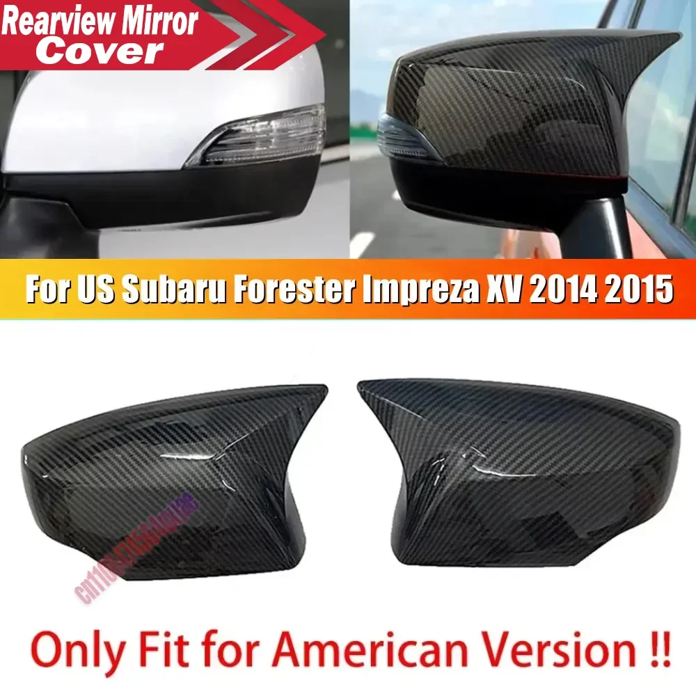 For US For Subaru Forester Impreza XV ABS Car Rearview Side Mirror Cover Wing Cap Exterior Door Housing Trim Adhesive Sticker