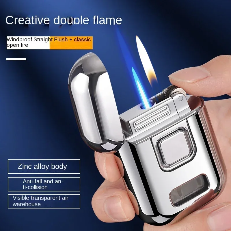 Torch Two Types Flames Cigar Cigarette Gas Lighter Mini Metal Windproof Jet Unusual Lighters Smoking Accessory Gadgets for Men