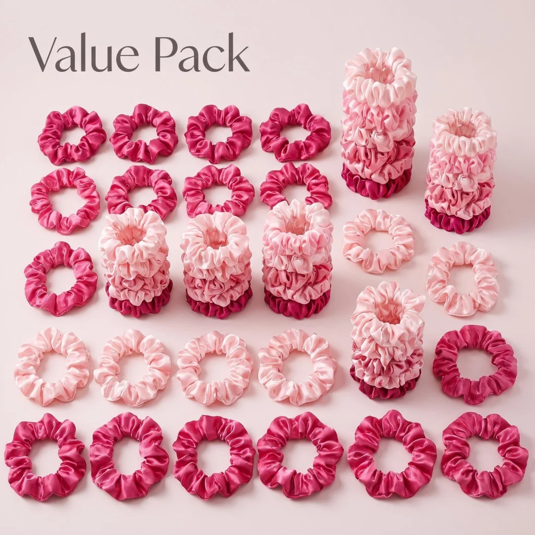 6/12/24 Stück rosa Farbverlauf Satin-Haargummis Set für Frauen, elastische Haarbänder, geeignet für Pferdeschwanz, lässige Accessoires, Kopfbedeckung, niedlich – Detail 2