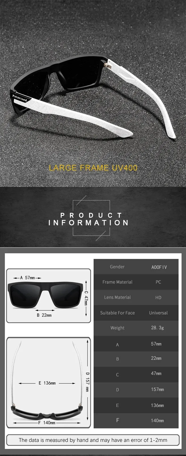 Luxus Polarisierte Sonnenbrille Fashion Square Männliche Sonnenbrille Vintage Fahren Angeln Brillen Sport Shades UV – Detail 2