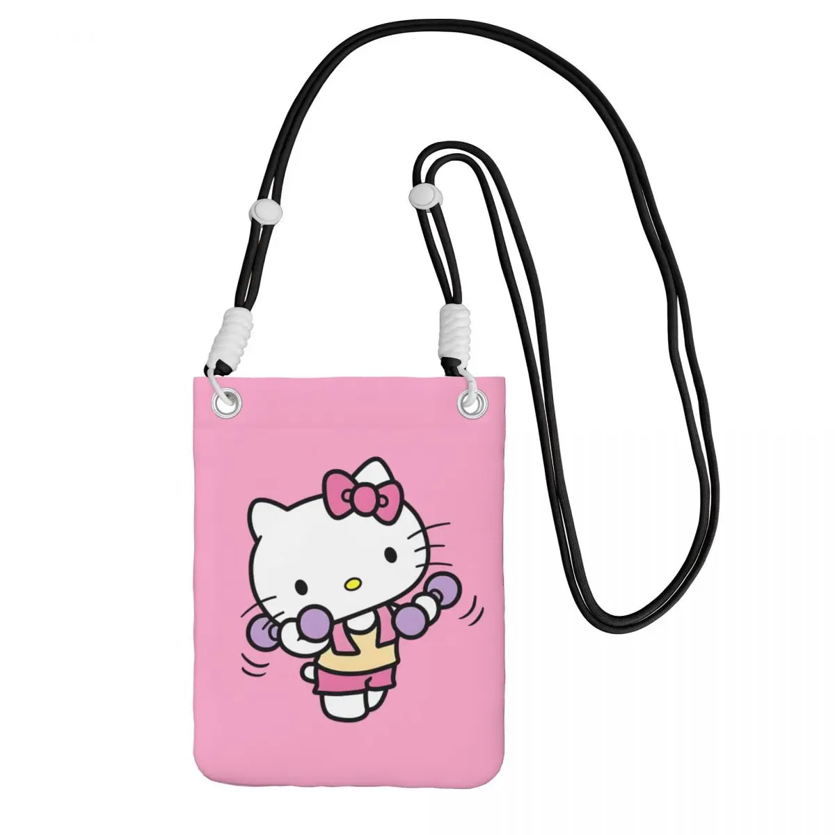 

Custom Casual Hello Kitty Mobile Phone Bag Men Women Cute Cat Shoulder Crossbody Bag Amusement Park Detachable Shoulder Strap