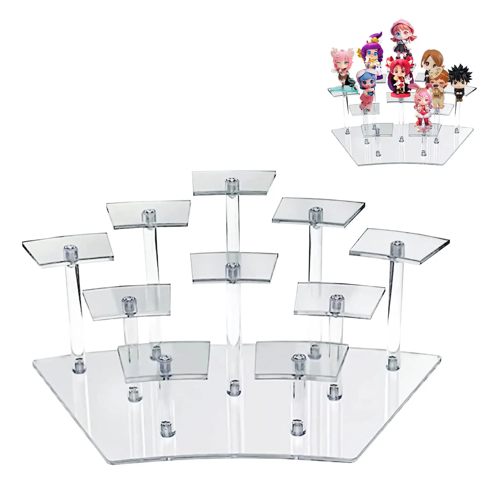 Acrylic Display Stands,10-Tier Action Figure Display Stand,Multilevel Acrylic Risers for Funko Pop Cupcake Dessert and Perfume