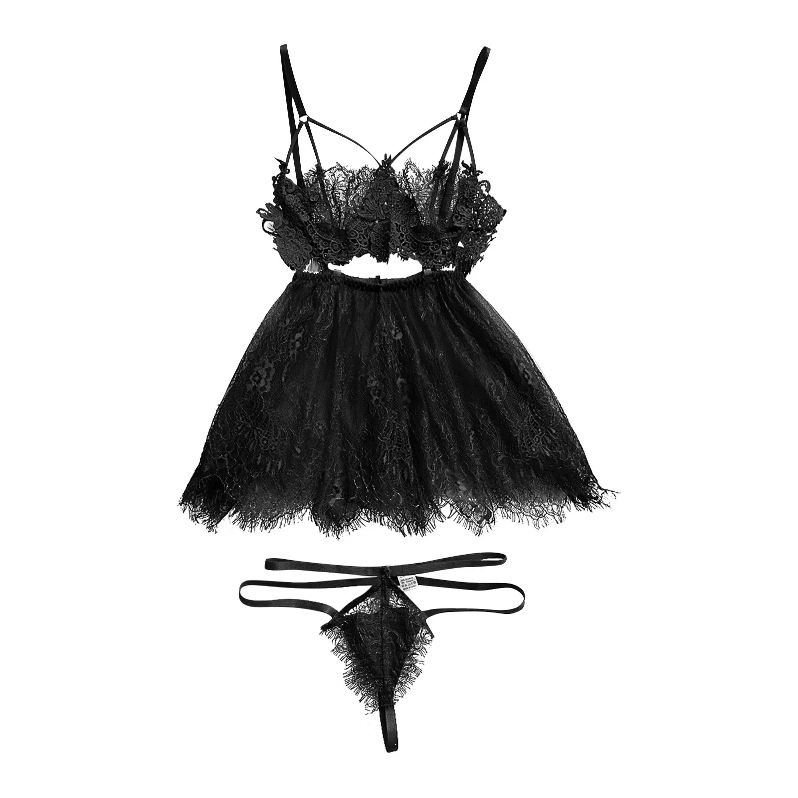 Women Sleepwear Backless Nightgown With Thong 2pcs V-Neck Lace Exotic Babydolls… - Image 2