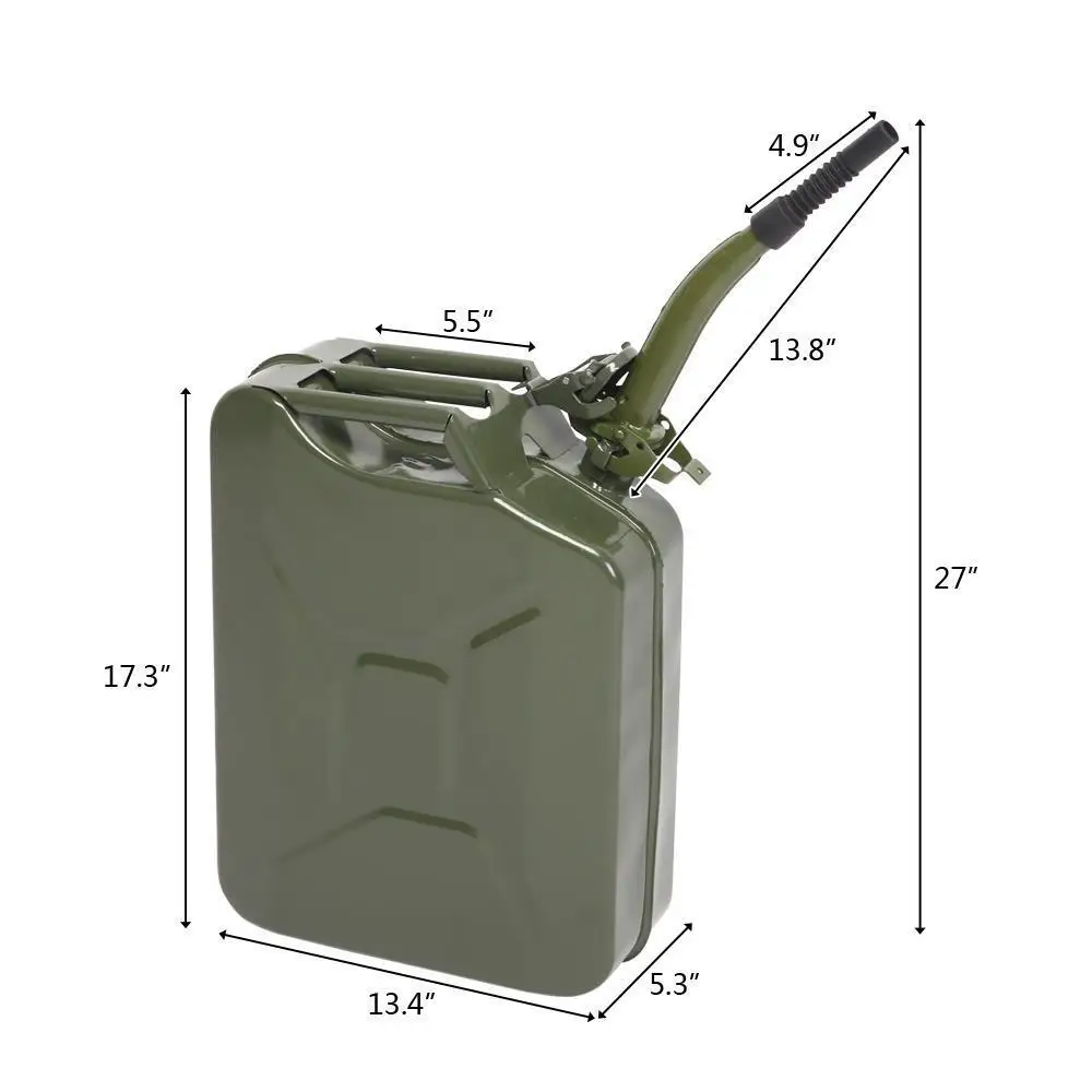 Bidon de Carburant Durable de 5 Gallons, en Acier Précieux, Style Militaire, Stockage de 20L