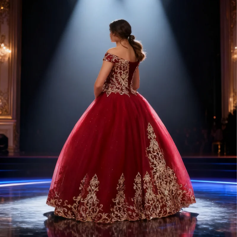 Flower Girl Dress for Wedding Kids Off Shoulder Lace Appliques Princess Pageant Frock Custom Sparkling First Communion Gown