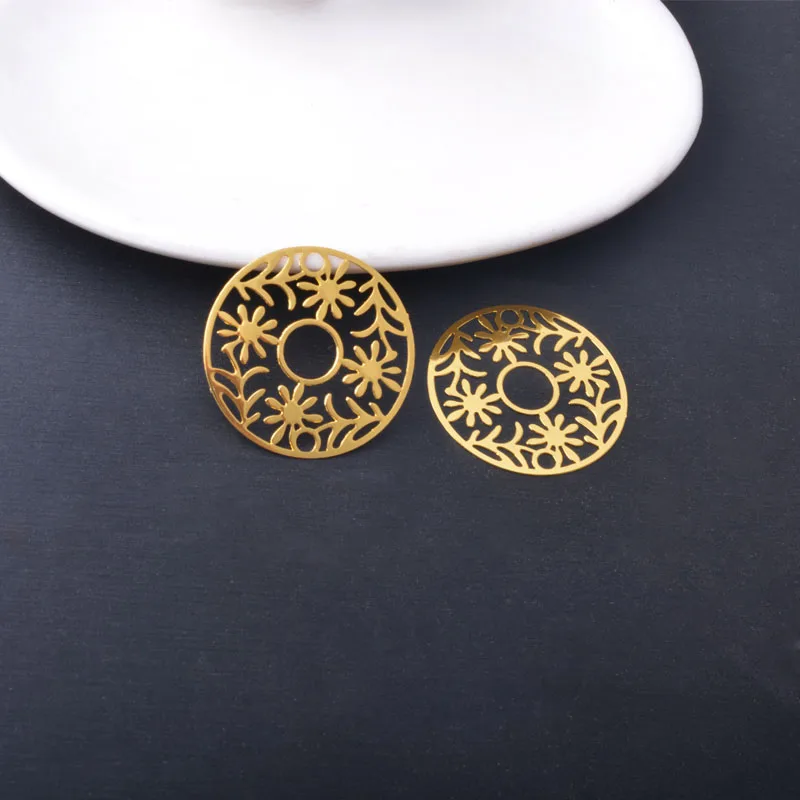 30 Stück AB8784 28*28mm Messing Bemalte Runde Anhänger DIY Schmuck Ohrring Zubehör – Detail 14