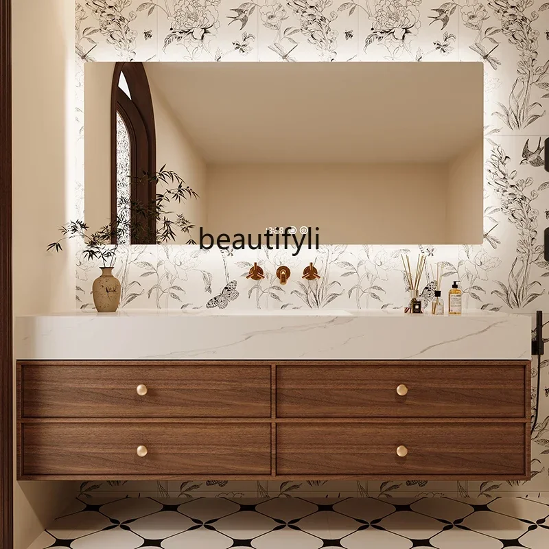 

ls 42Washing table integrated basin Middle ancient wind rock slab seamless hot bending ceramic washing table