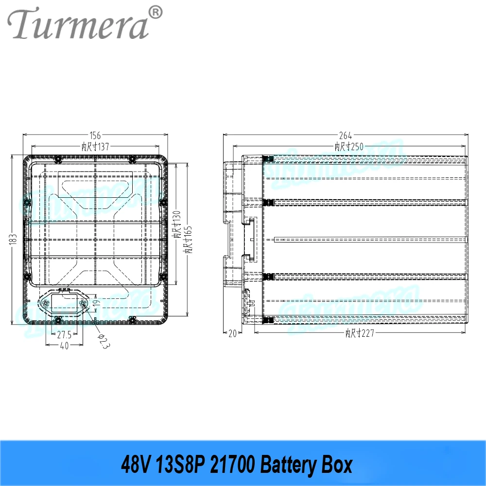 Turmera 48V 21700 bateria do rowerów elektrycznych Box Case 13S 30A 50A Balance BMS z 13S8P 21700 uchwyt spawanie nikiel dla majsterkowiczów