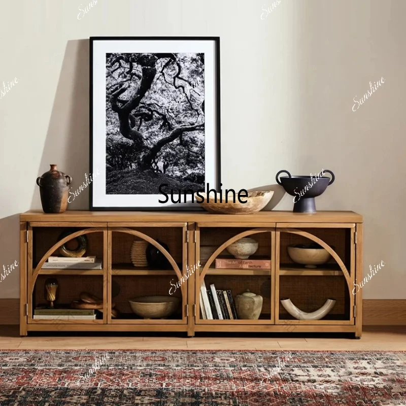 American solid wood retro old storage floor cabinet