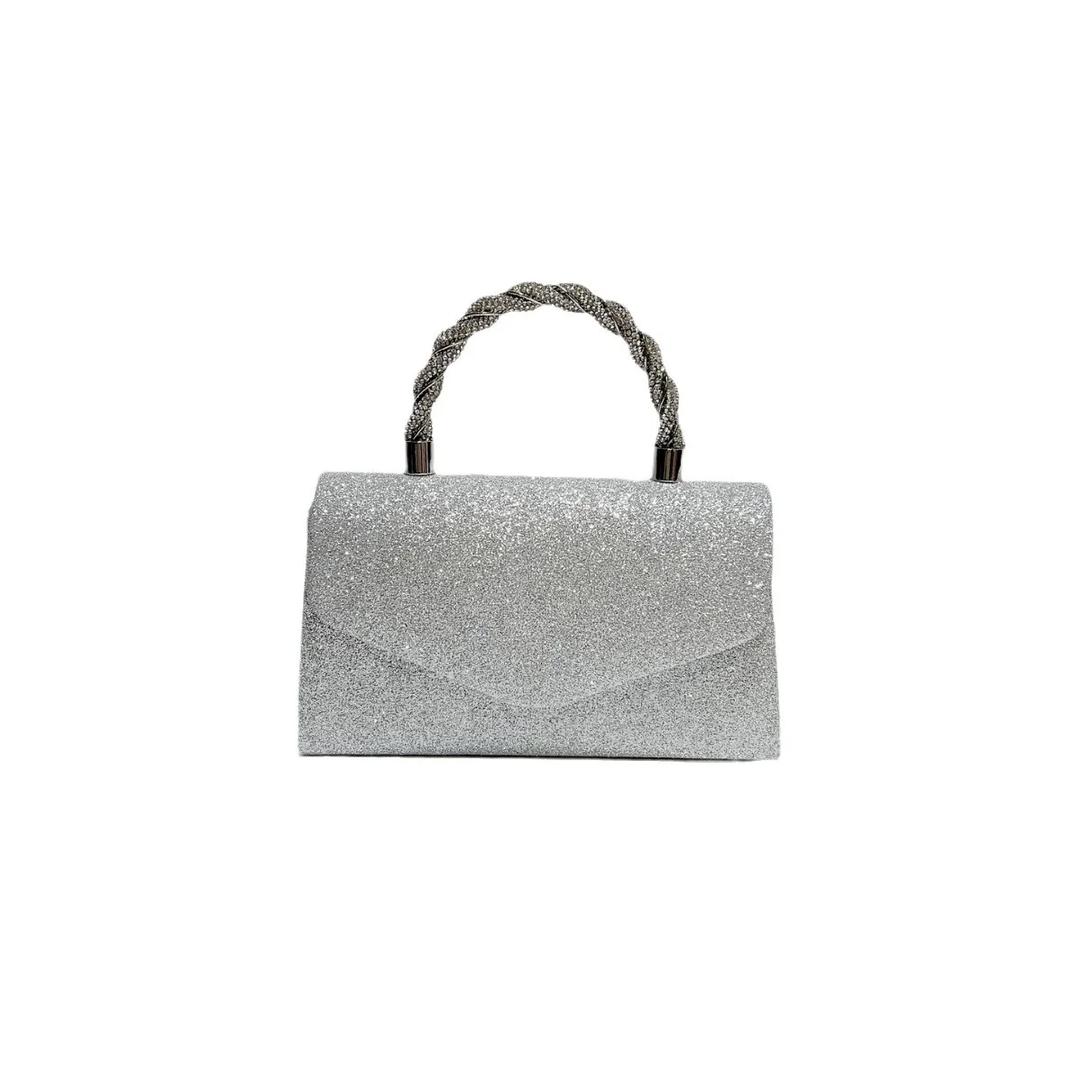 

French Banquet Shiny Small Square Bag Fairy Rhinestone Clutch Bag Temperament Messenger Dinner Light Luxury Style Evening Clutch