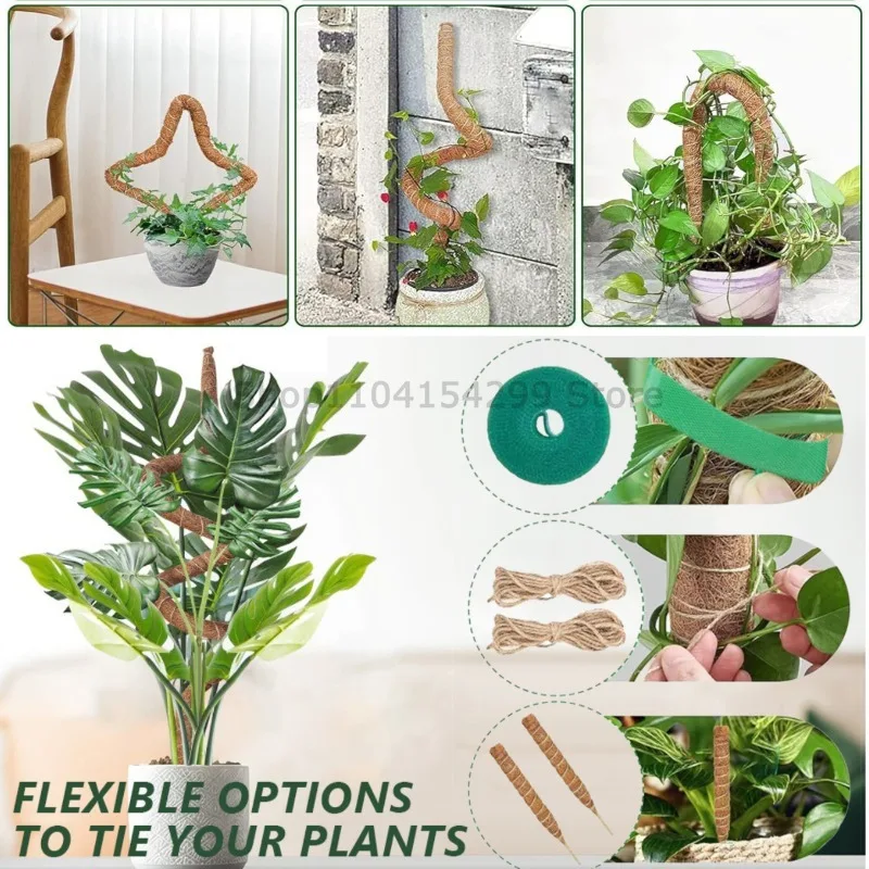 Plant Monstera Support Bendable Moss Pole for Plants Coconut Palm Fiber Monstera Handmade Coco Climbing DIY Garden Accessories