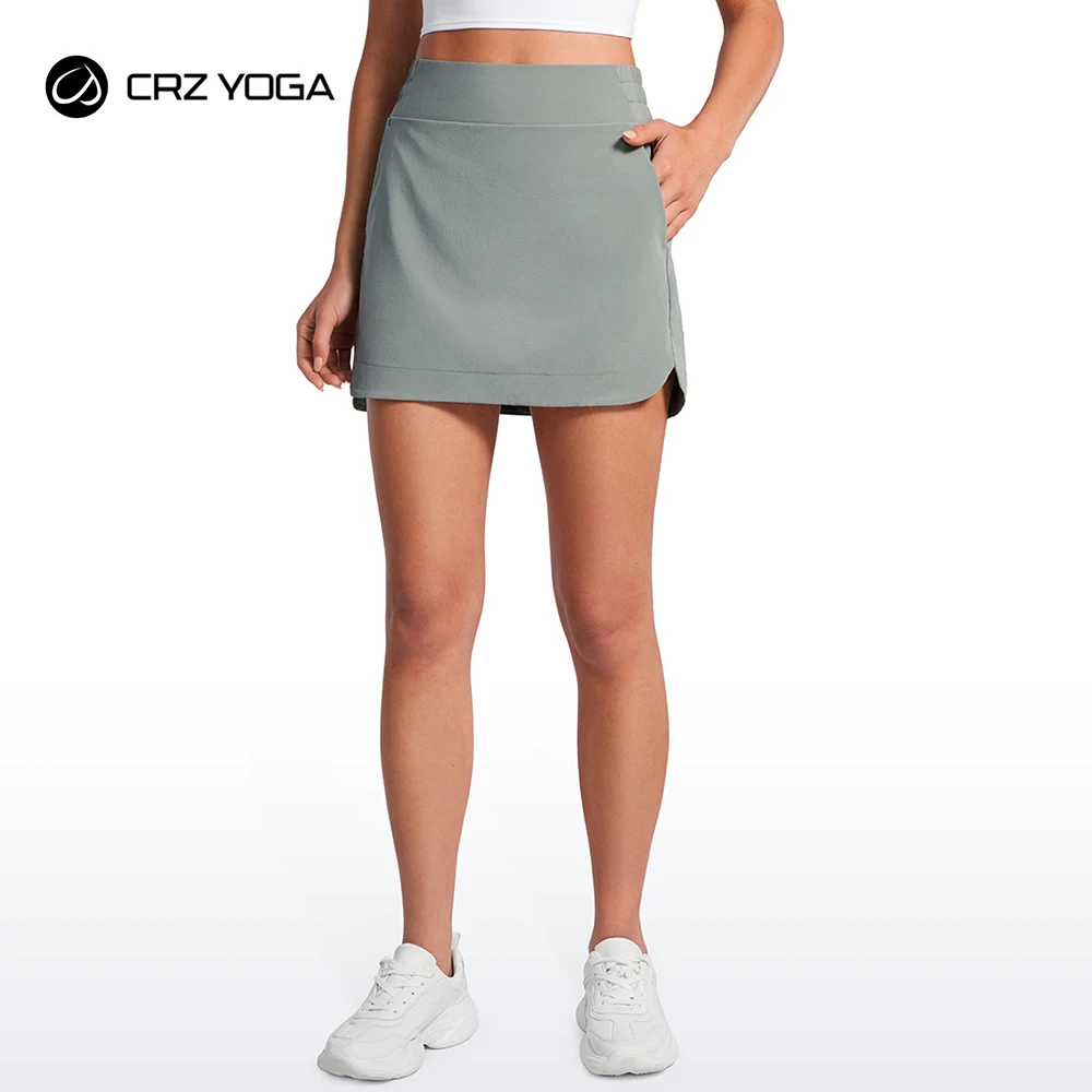 CRZ YOGA High Waisted Golf Skirts for Women A Line Tennis Athletic Casual Skort Skirt with Shorts Pockets