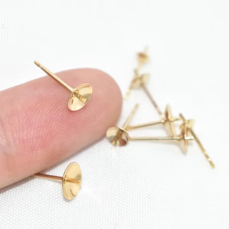 14K Gold Filled Pearl Cup Earring DIY Jewelry Making Accessories Single Or Double Notch Available in 3MM/4MM/5MM/6MM Sizes