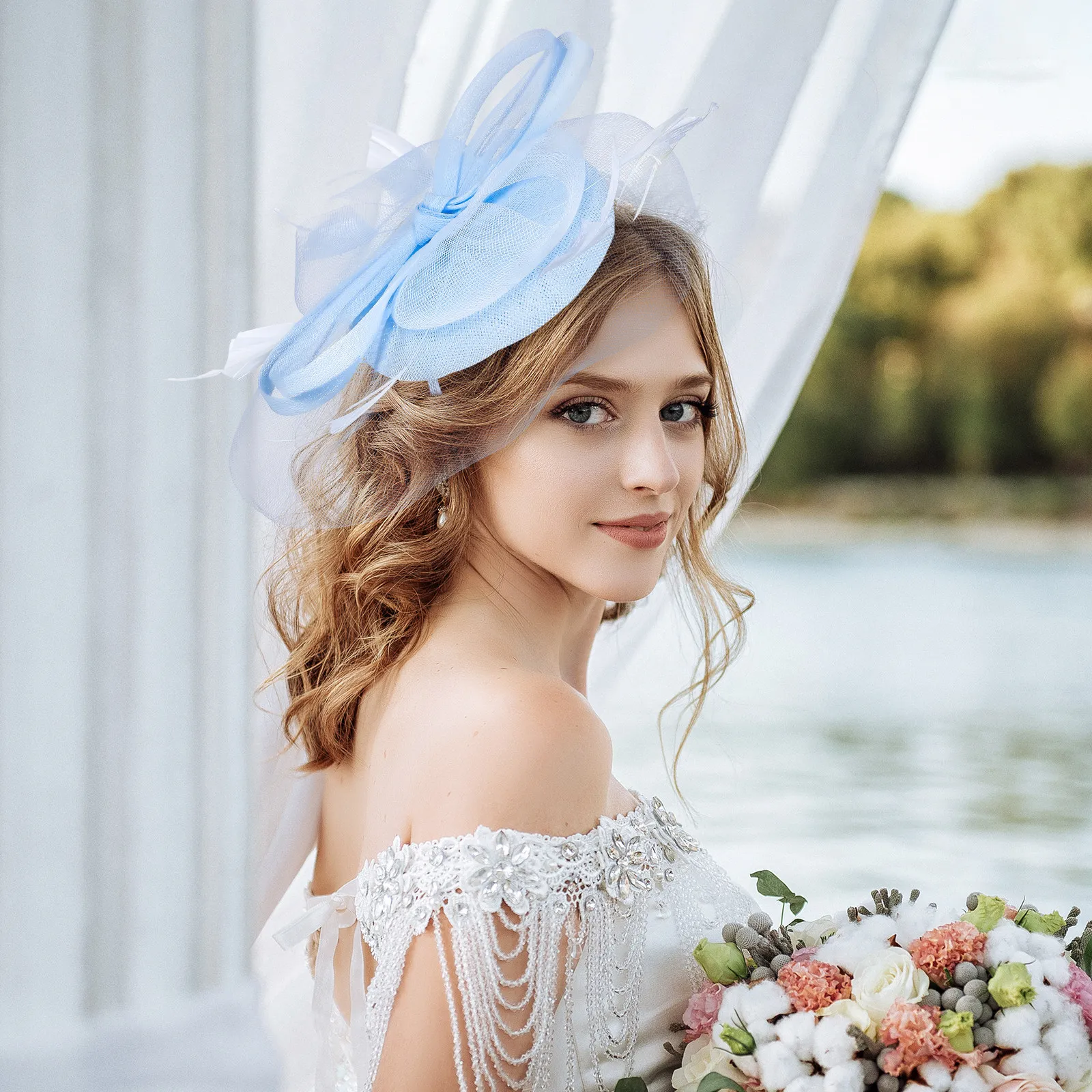 

Фасинатор-ободок для женщин: свадебный головной убор, сетчатая шляпка для чаепития, аксессуар для волос для банкетов, фасинаторы для женщин на чаепитие