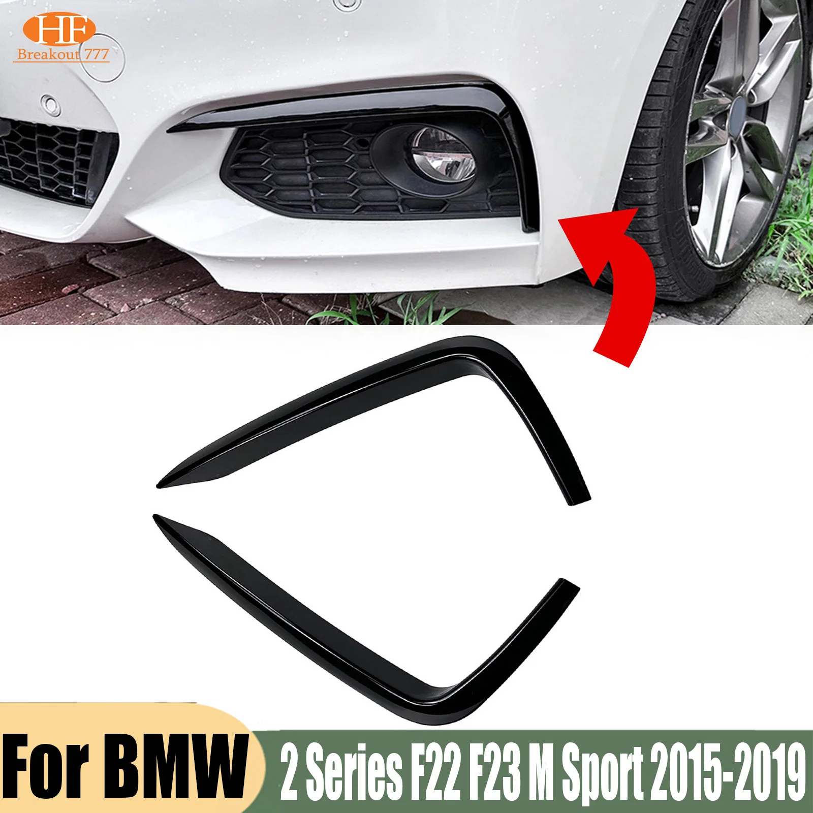 Front Bumper Side Fog Light Trim For BMW 2 Series F22 F23 M Sport 2015-2019 2016 2017 2018