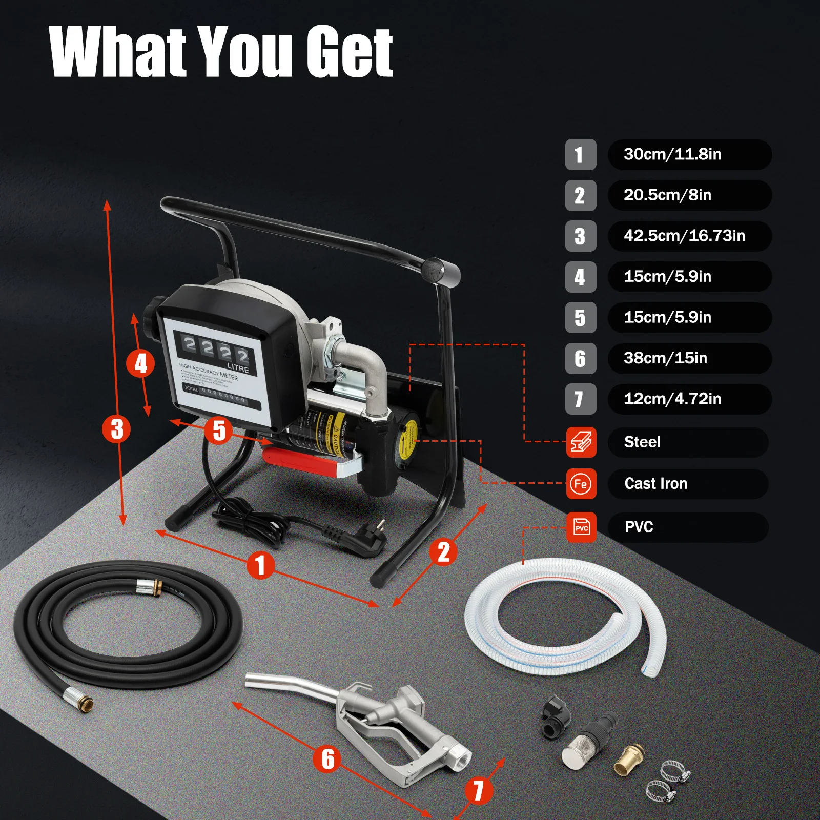 550W Electric Meter Pump Oil Transfer Pump Electric Self-Priming Fuel Oil Auto Refueling Automatic Diesel Transfer Pump Black