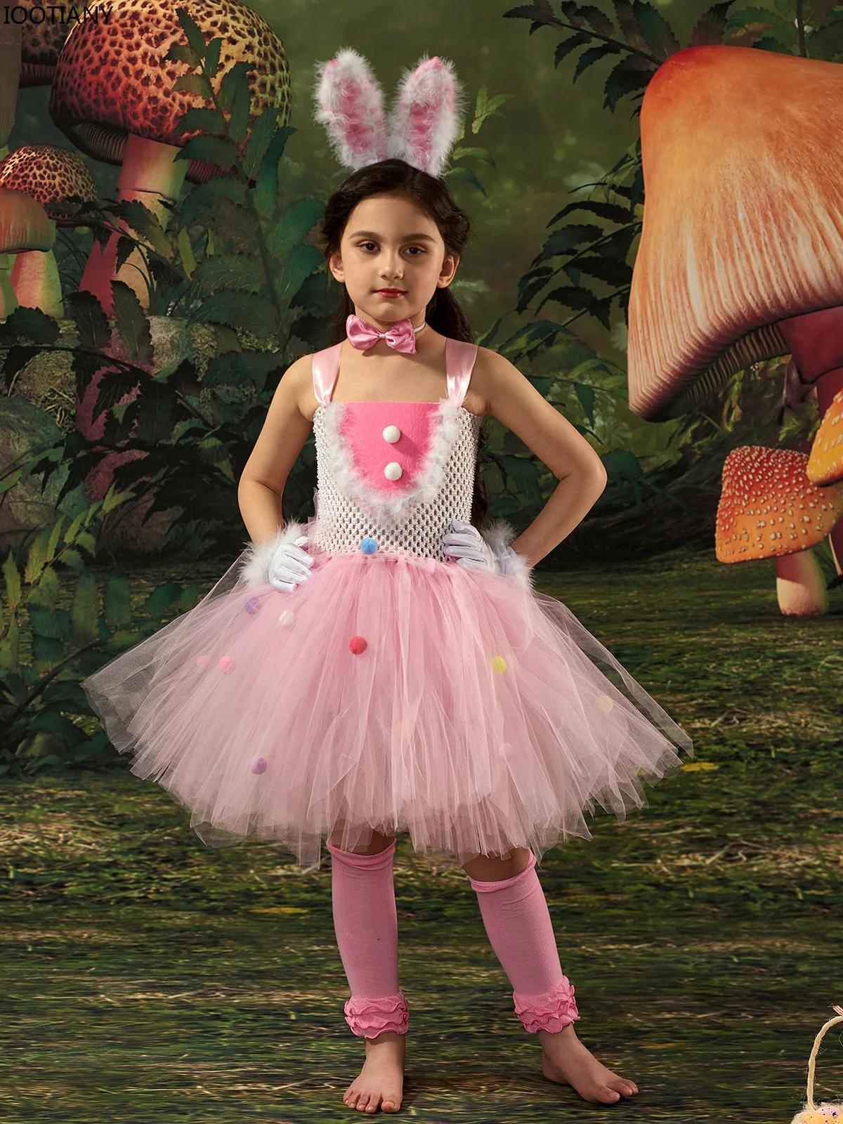 

CosplayNew Girls Easter Bunny Dress With Feather Rabbit Ears Easter Egg Pompom Ballet Tutu Dresses Holiday Party Showing Rave Ou