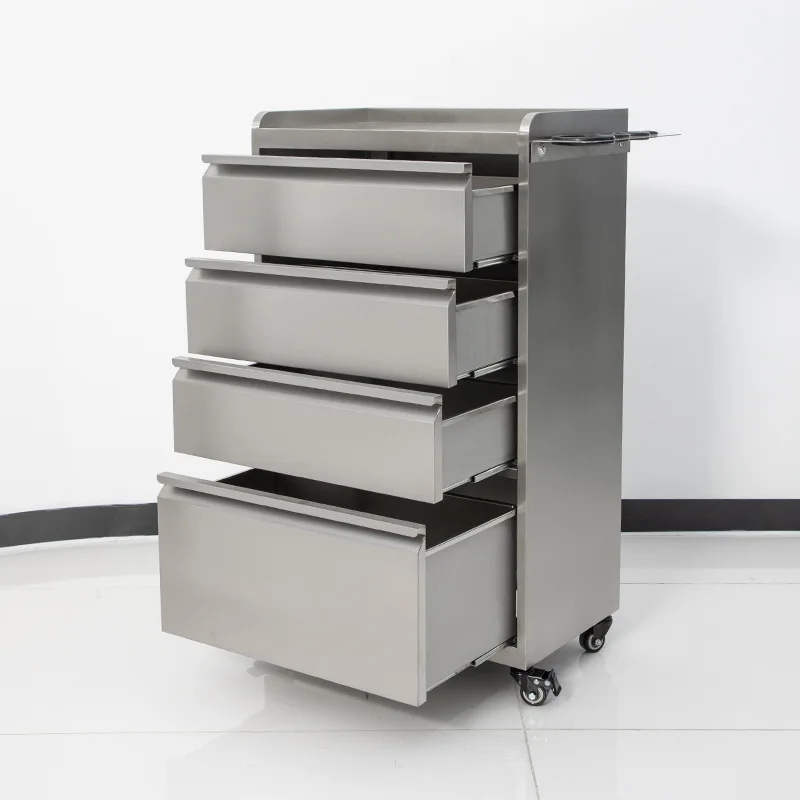 Stainless Steel Salon Cabinet For Barber Shop And Beauty Salon Hair Styling Tools Perm Dye Cart Storage Drawers