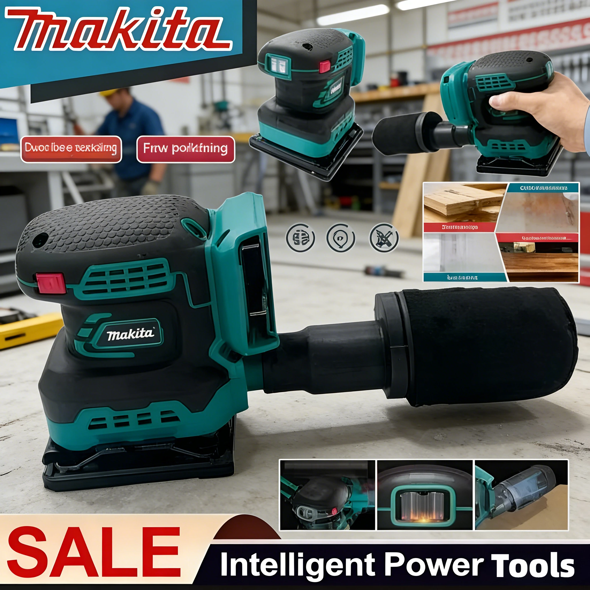 

Makita Handheld Sanding Cordless Sander Lithium Sandpaper Machine Flat Polishing Machine Power Tool
