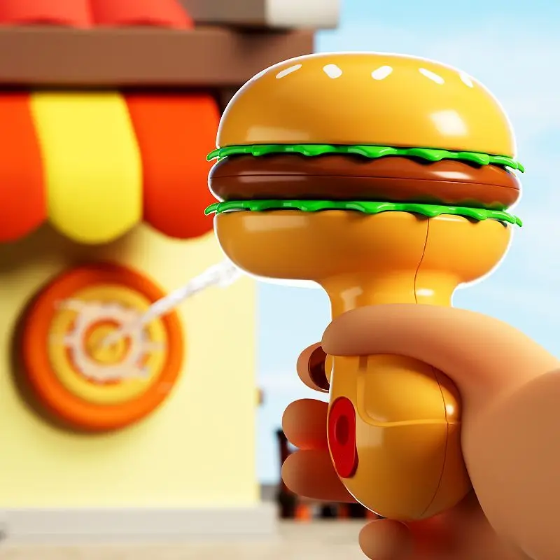 

1 PCS French Fries Hamburger Burger Water Gun Spray Hamburg Water Pump Guns Toy Water Pistol Novelty Kids Toys