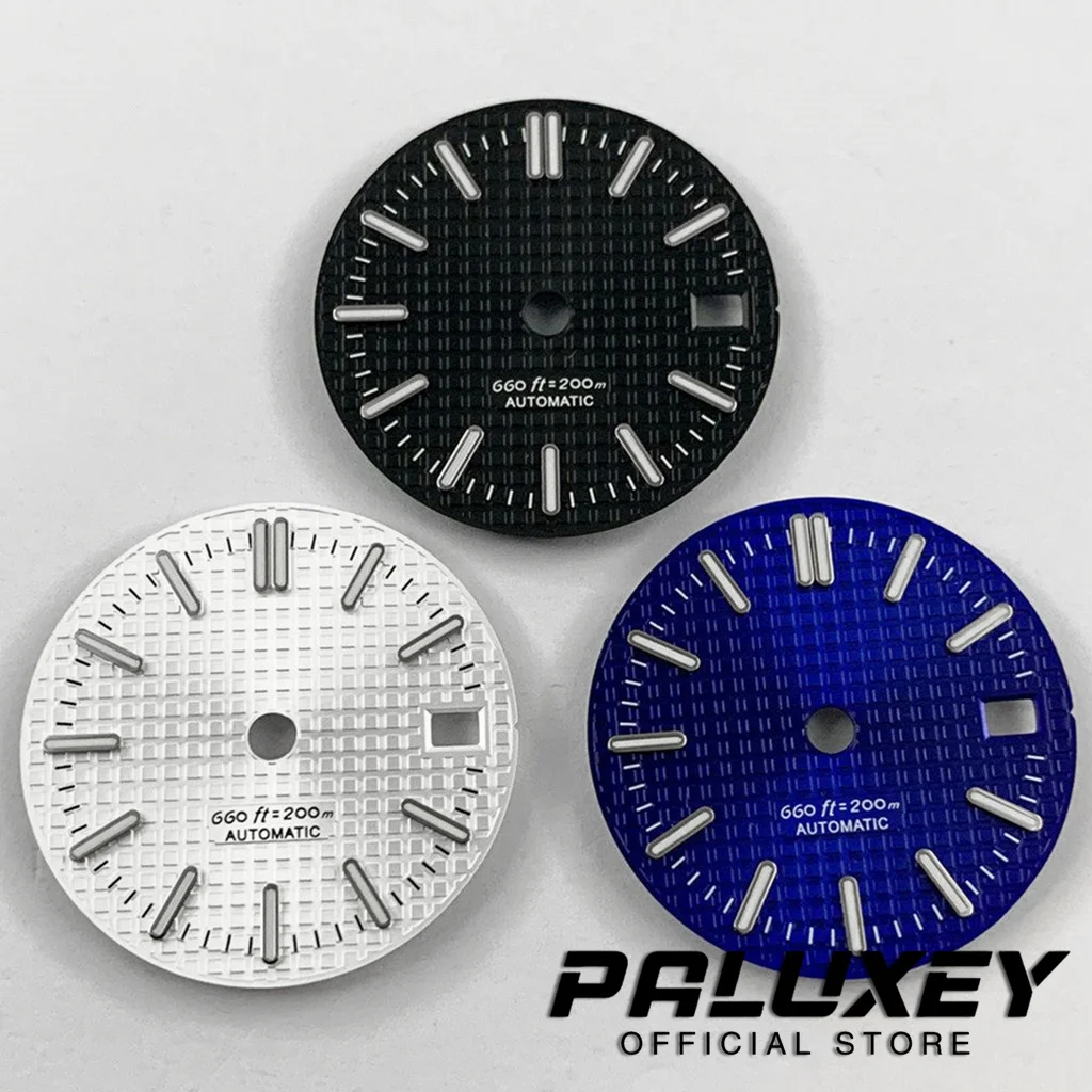 NH35 28.5mm Waffle Watch Dial Green Luminous Watch Faces Accessory Suitable for NH34 NH35A 4R35 Movement For AP Case Mod Parts