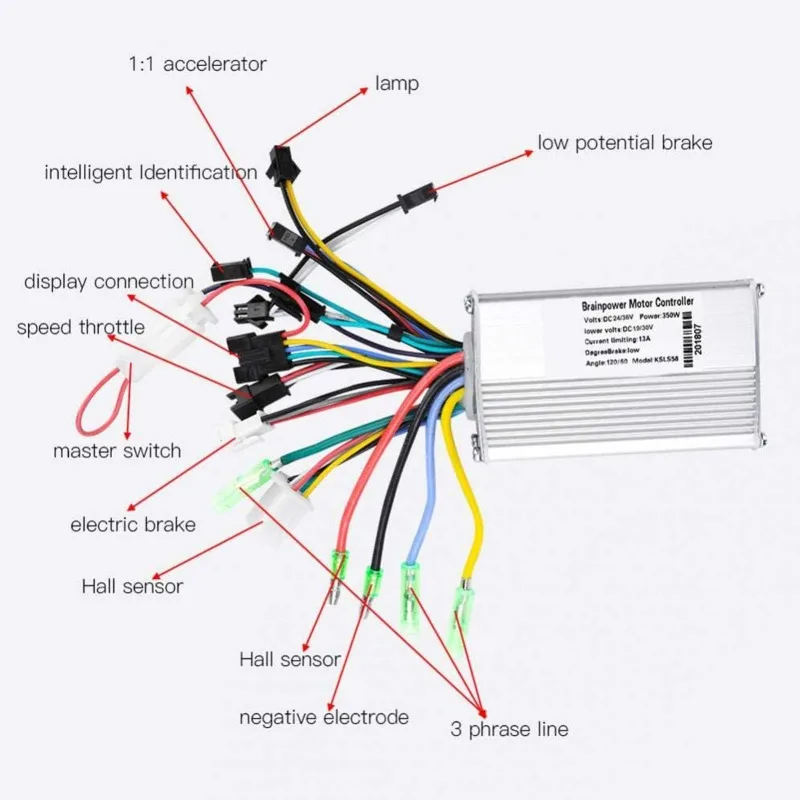 Smart Motor Controller 24/36/48V Waterproof LCD Display Panel, Brushless Controller for Electric Scooter