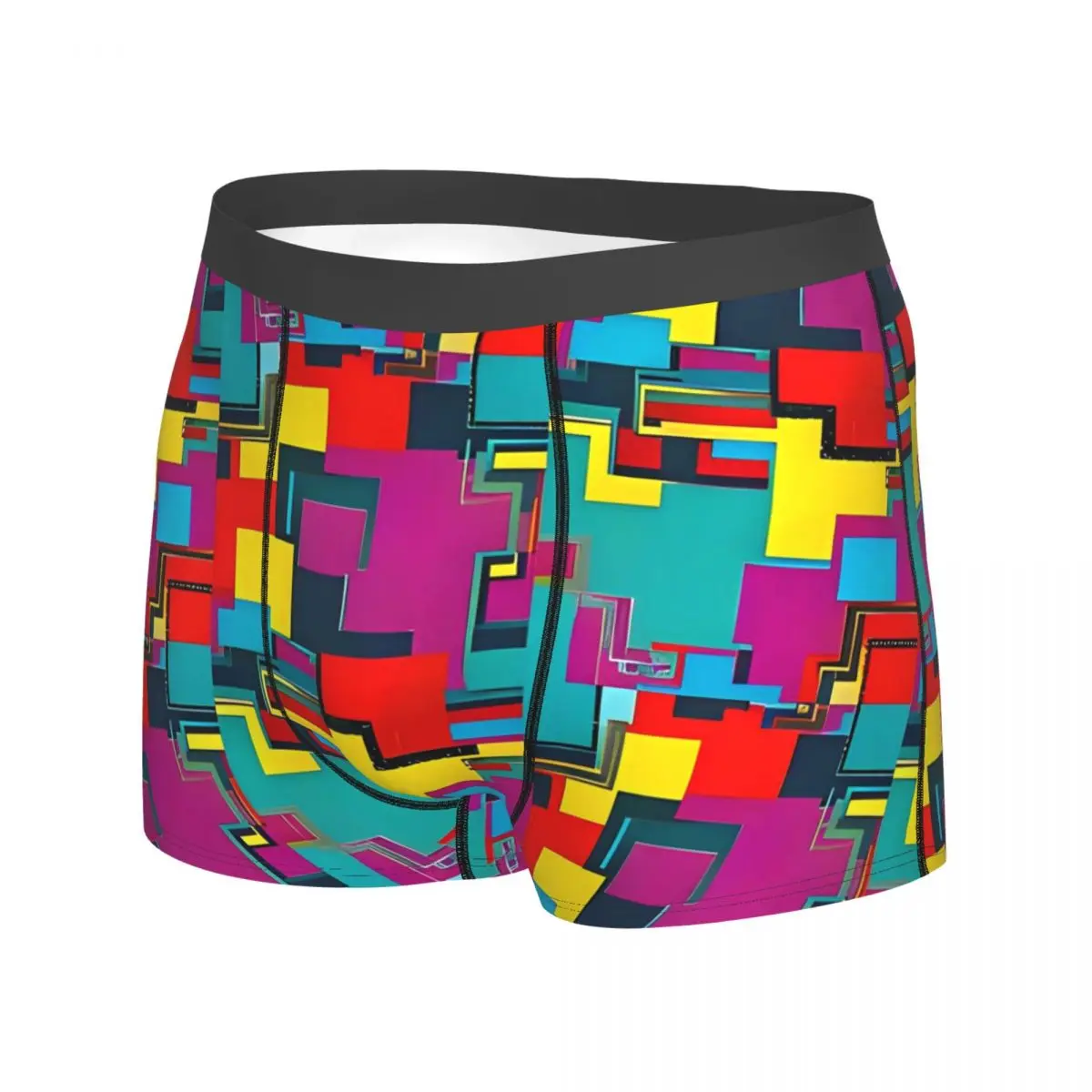 Contrast Color Underwear Box Print Sublimation Boxershorts High Quality Men Panties Elastic Boxer Brief Birthday Gift