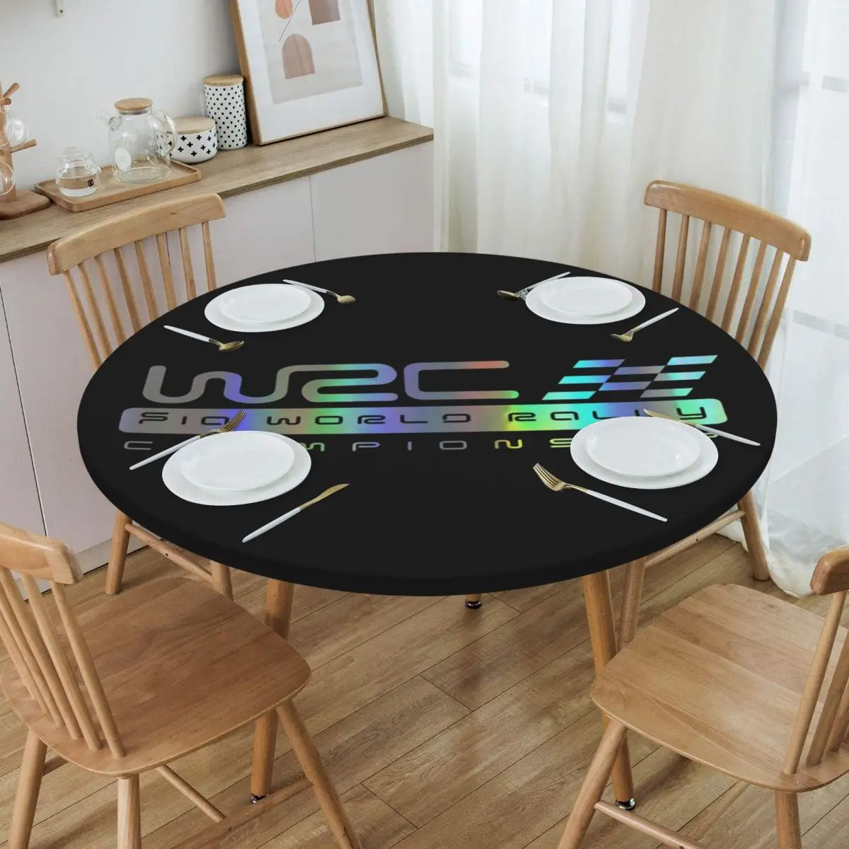 World Rally Championship WRC Waterproof Round Tablecloth Oilproof Table Cloth for Kitchen Events Dining Table Cover