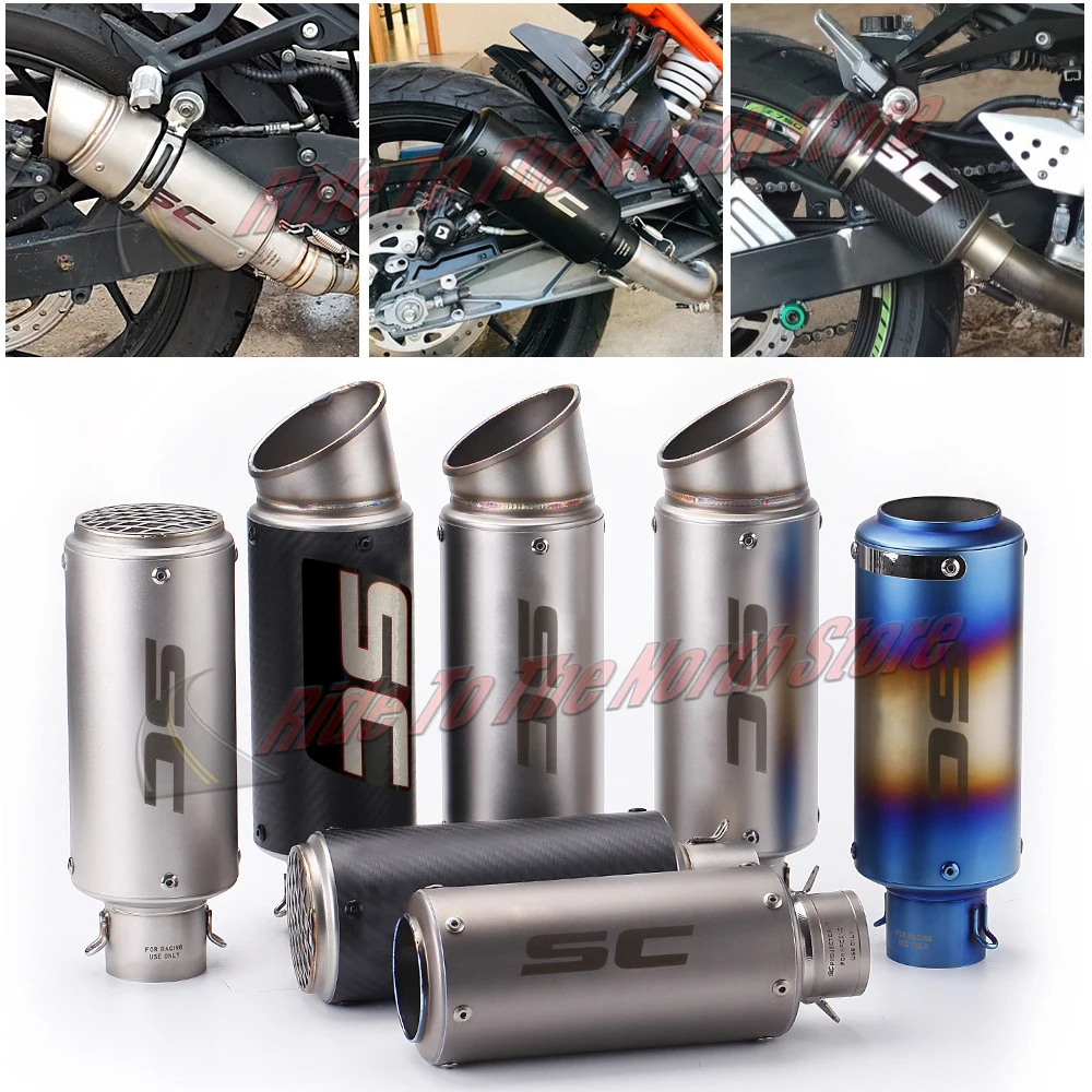 SC Exhaust Muffler Escape With DB Killer For Kawasaki Yamaha Honda Suzuki Bmw Ktm GP Project Racing Tail Pipe 51 60mm Universal