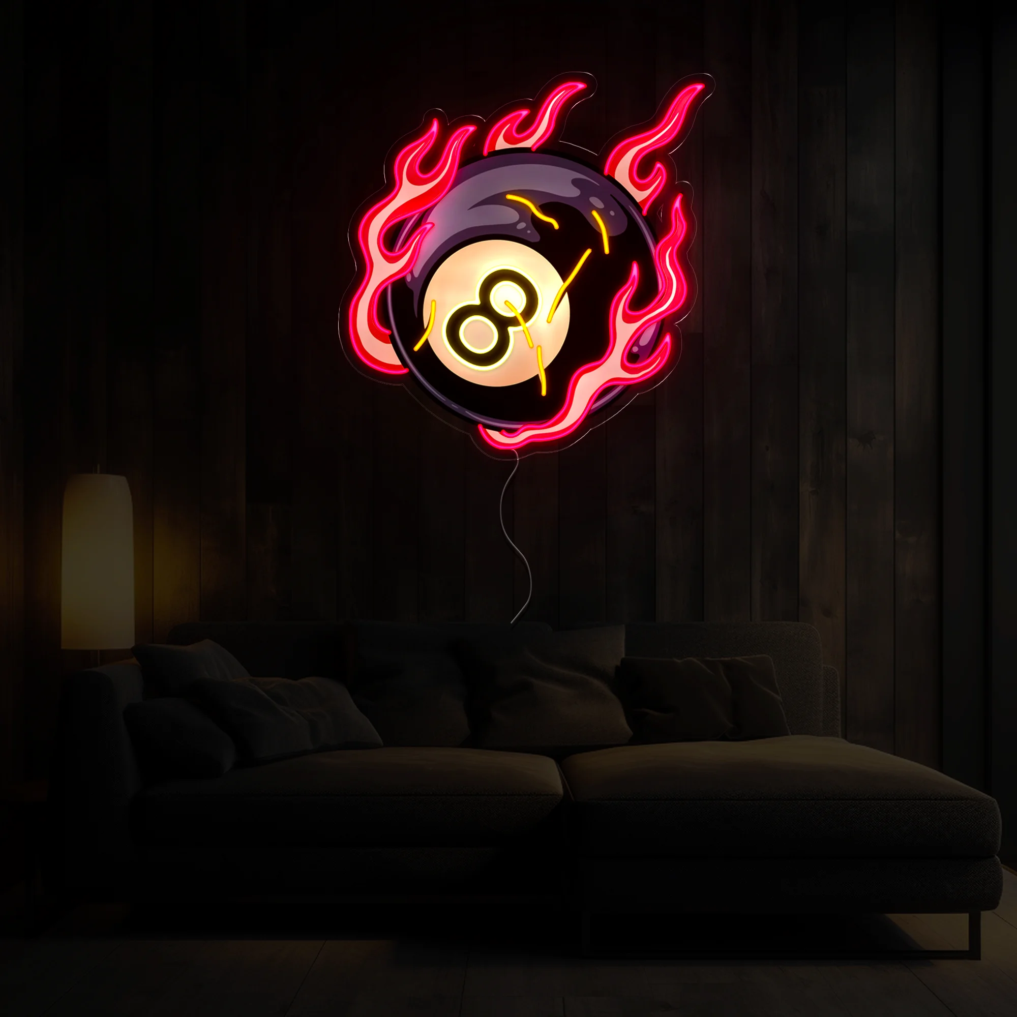 كرة البلياردو النيون بار البيرة نادي العمل الفني تسجيل لعبة غرفة الأعمال متجر جدار ديكور فني هدية عيد ميلاد للمراهقين USB تسجيل