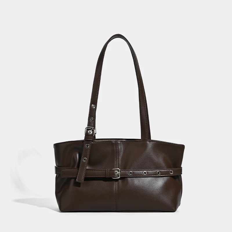 

Корейская модная большая женская сумка-тоут из искусственной кожи Y2KPU с пряжкой на ремне, роскошный дизайн, большая вместительная пригородная верхняя ручка, ручка подмышка B